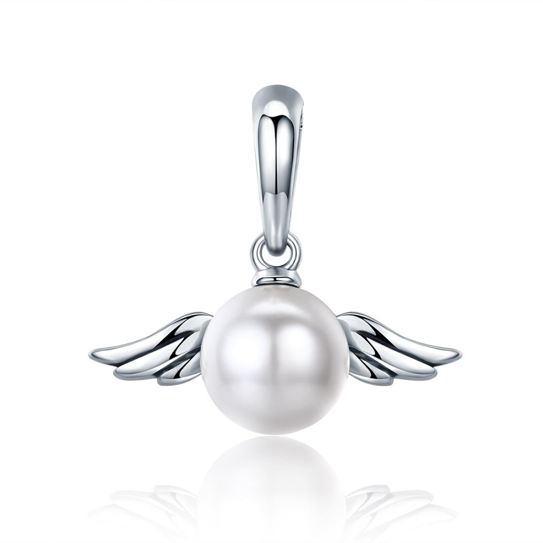 V562-1048286240DBT-202504111506-00 925 Sterling Silver Angel Wing Pendant With Shell Bead Charm For Diy Bracelets Style - Pendent - Image 1