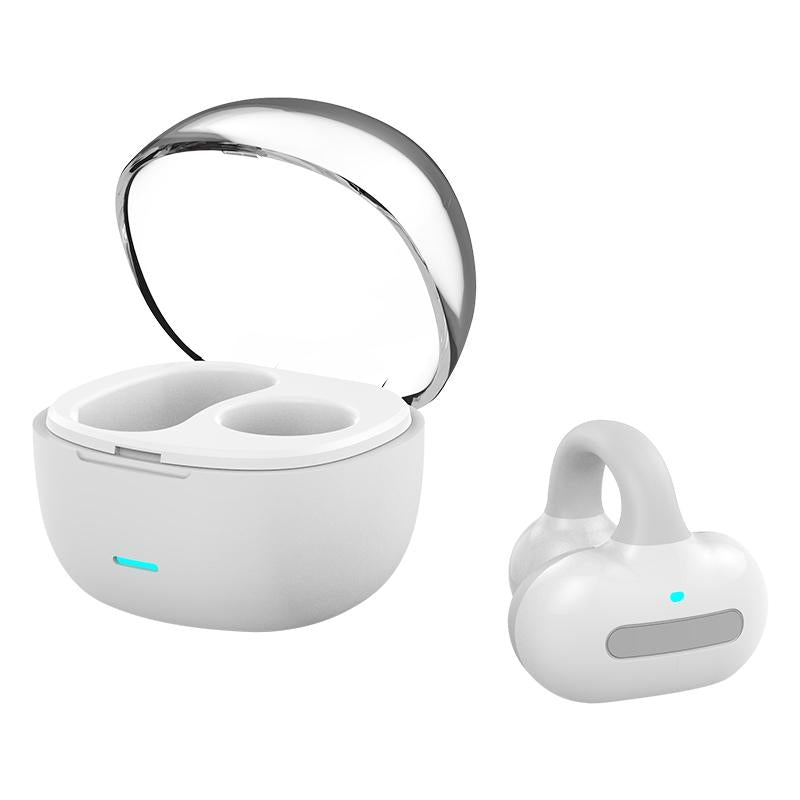 V562-2005383060DBT-202505261745-00 Touch Bone Conduction Bluetooth Earphone with Charging Warehouse - Ear Clip Type - Grey - Image 1