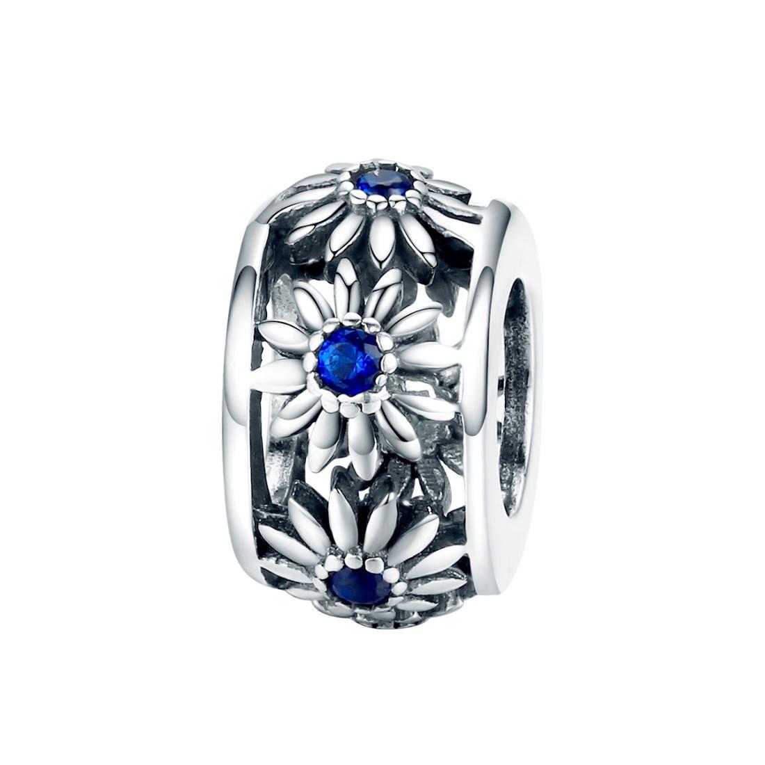 V562-264600ADE-202504112006-00 925 Sterling Silver Blue Daisy Spacer For Bracelet - Image 1