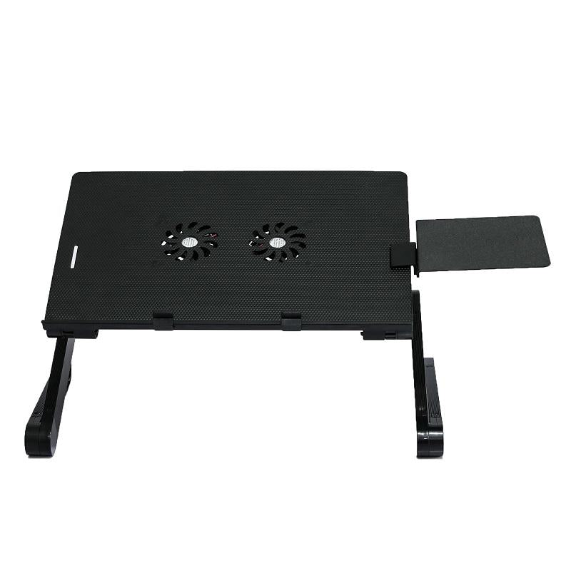 V562-3029837750DBT-202506271220-00 Portable Laptop Desk with Fan & Mouse Board - Aluminum Alloy Folding & Heightening - Black - Image 1