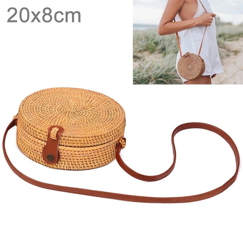 V562-30722CH-202503041246-00 Handmade Rattan Bag With Buckle Bowknot Design Perfect For Autumn And Beach Days 20X20X8Cm - Image 1