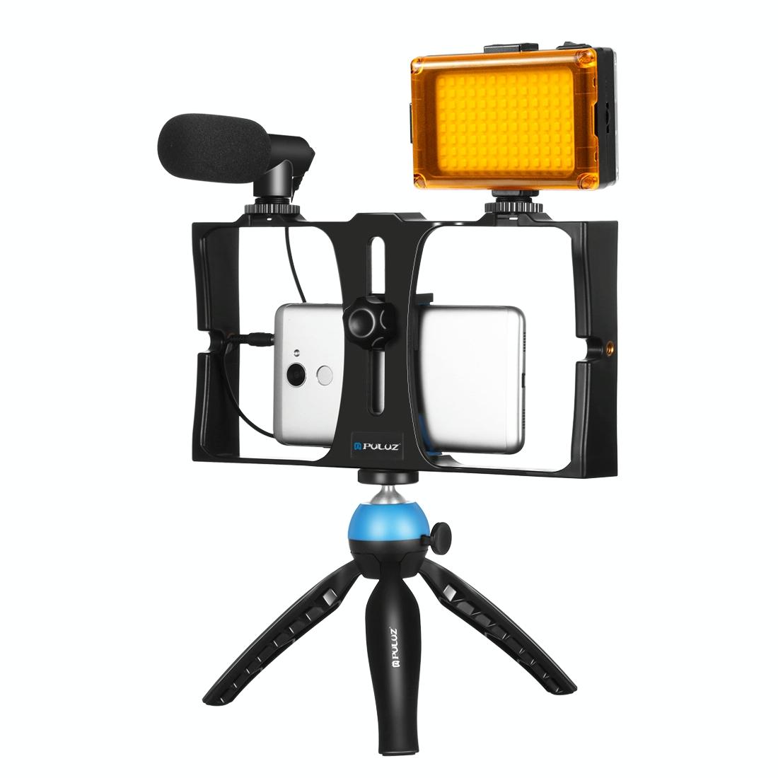 V562-3203TKP-202502241420-00 Live Broadcast Vlogging Kit With Led Light Microphone Tripod & Cold Shoe Head - Blue - Image 1