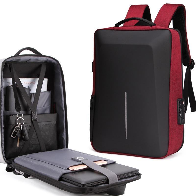 V562-4047432060DBT-202502211945-00 Anti-theft Hard Shell Backpack for Men with Alloy Frame - Red - Image 1