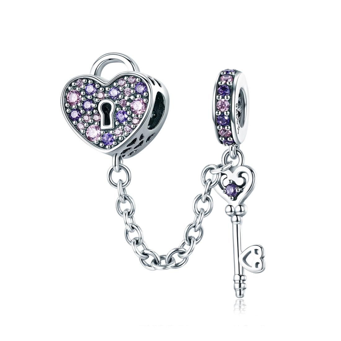 V562-43486240DBT-202504111922-00 925 Sterling Silver Heart Key Safety Chain For Accessories - Image 1