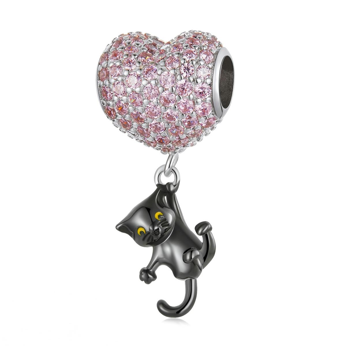 V562-5712200ADE-202504111920-00 925 Sterling Silver Heart Cat Pendant For Diy Bracelets & Necklaces - Image 1