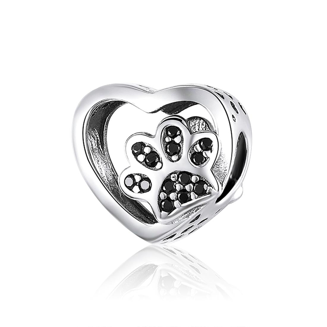 V562-58486240DBT-202504111725-00 925 Sterling Silver Pet Paw Print Beaded Bracelet Bead - Image 1