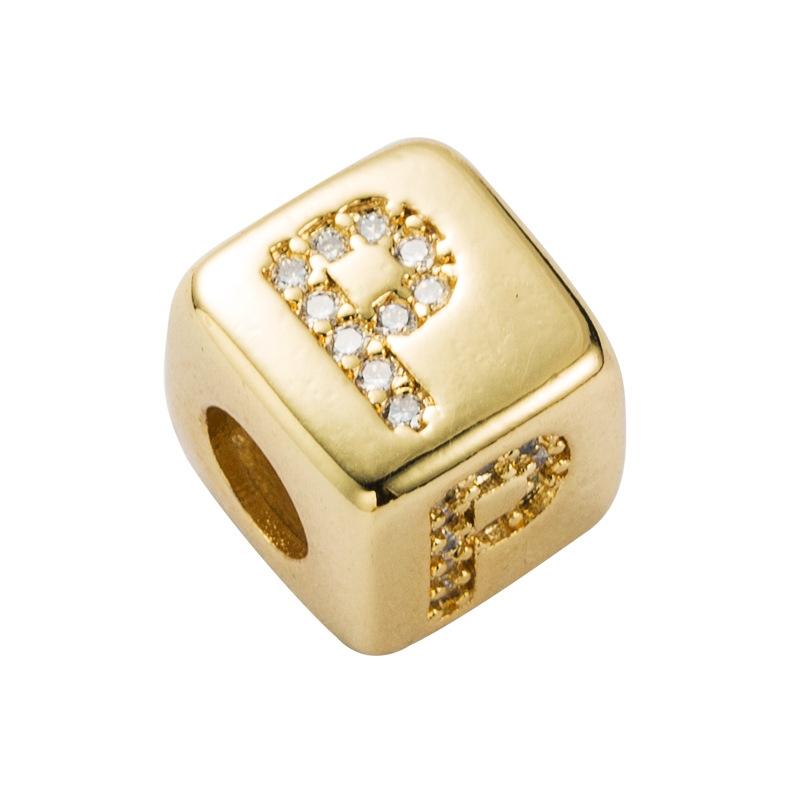 V562-6100396240DBT-202504111653-00 Brass Micro Inlaid Couple Red String Diy Bracelet English Letter Beads Style - P - Image 1