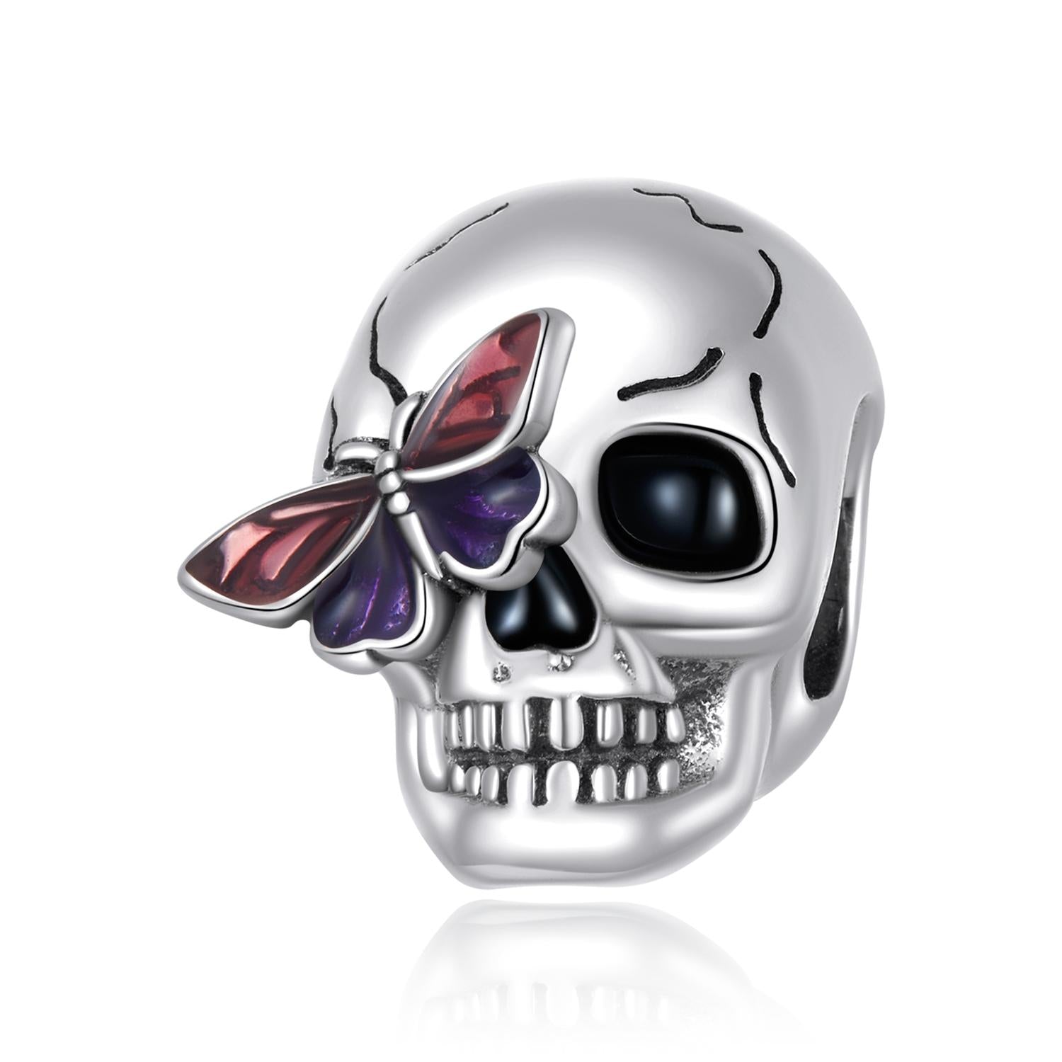 V562-7698200ADE-202505231421-00 925 Sterling Silver Retro Skull Beads For Diy Bracelets & Necklaces - Image 1