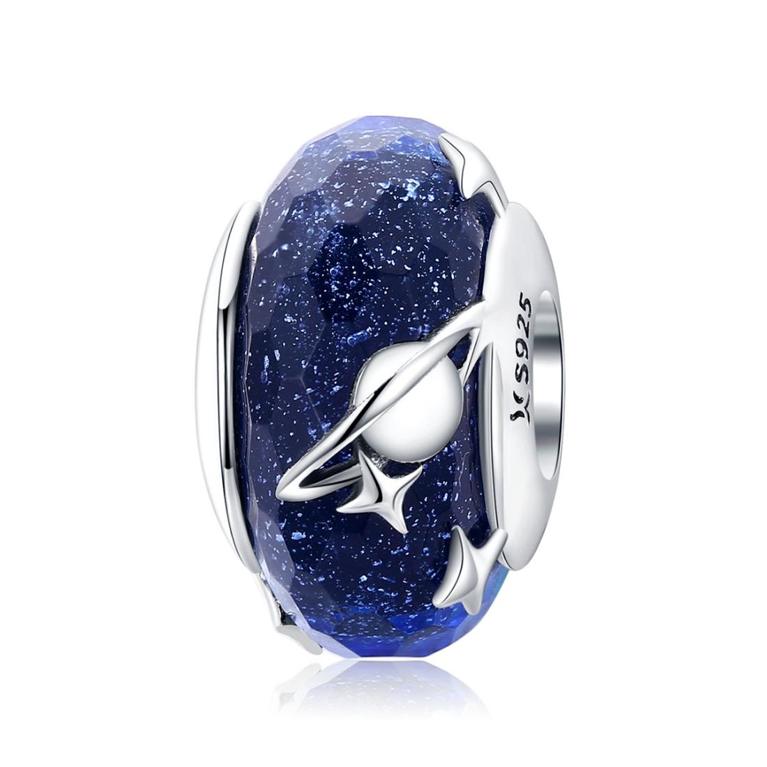 V562-78286240DBT-202504111846-00 925 Sterling Silver Blue Glass Bead Pendant With Starry Sky Design - Image 1