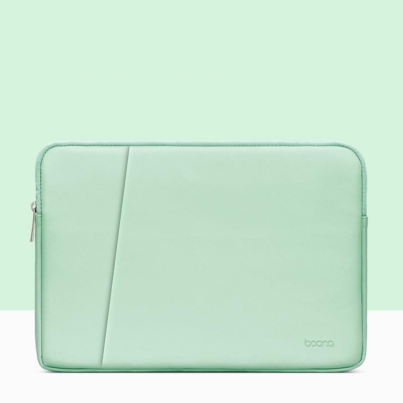 V562-8531475950DBT-202504022012-00 Double-Layer Leather Laptop Bag - Mint Green - Fits 13 / 13.3 / 14 Inch - Image 1