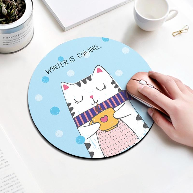 V562-90105BK-202505261211-00 Coffee Cat Circular Mouse Pad 22Cm Diameter - Image 1