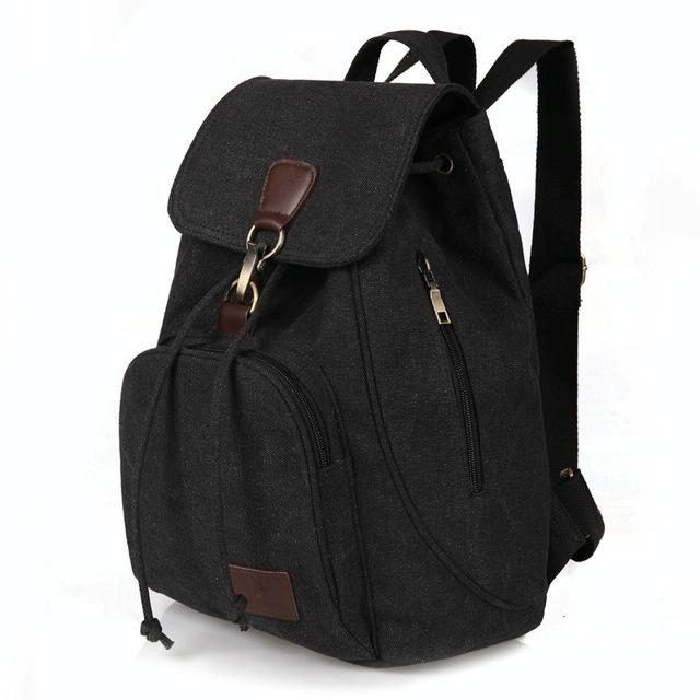 V562-A100543940DBT-202502282215-00 Women Canvas Laptop Backpack - Compact and Stylish - Black - Image 1