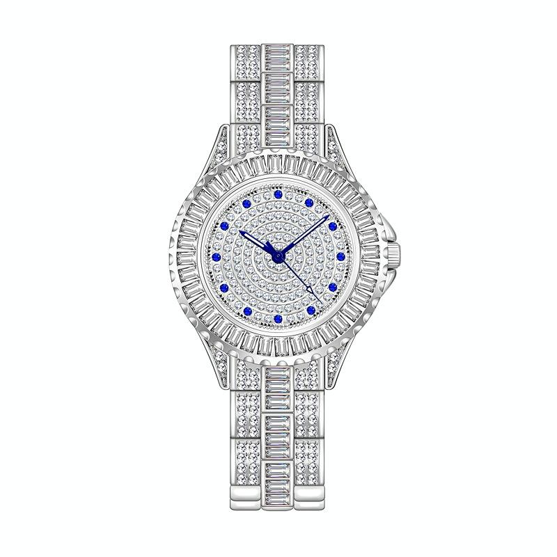 V562-A1005452060DBT-223536-00 Diamond-inlaid Women Chain Watch - Elegant Jewelry - Silver - Image 1