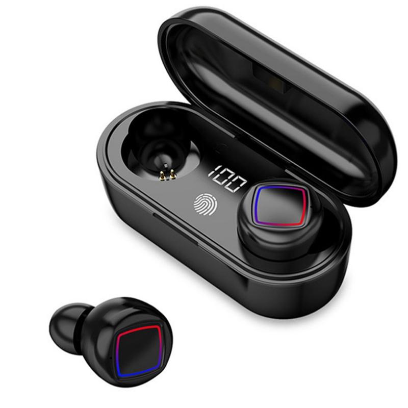 V562-A10091600AYS-202505261840-00 Wireless Fingerprint Touch Earbuds with Led Display and Charging Case - Black - Image 1