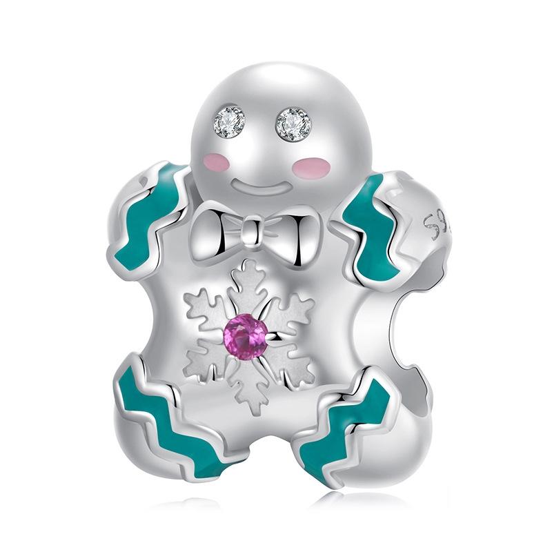 V562-A1034645060DBT-202504112032-00 925 Sterling Silver Gingerbread Man Bracelet Charm - Image 1