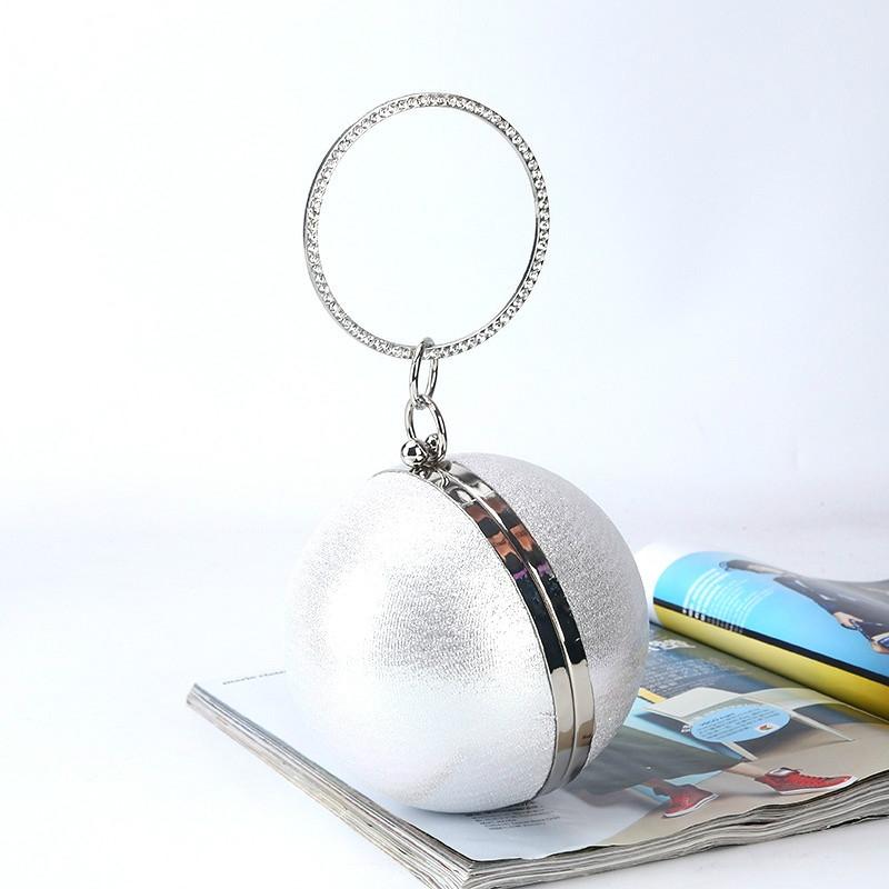 V562-A1037802350DBT-202505291516-00 Chic Round Ball Clutch for Evening Events - Silver - Image 1