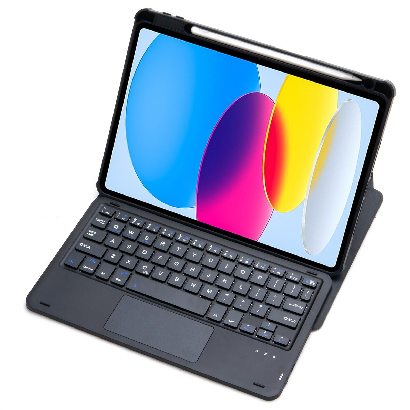 V562-A104117400ADE-202504292023-00 360 Rotation Bluetooth Keyboard Leather Case For Ipad 10.9 2022 - Transparent Acrylic With Touch Control - Black - Image 1