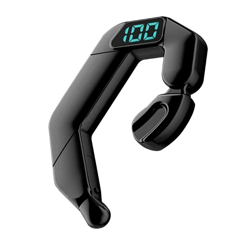 V562-A1044423060DBT-202505231807-00 Digital Display Bone Conduction Bluetooth Headset - Sporty Design - Black - Image 1