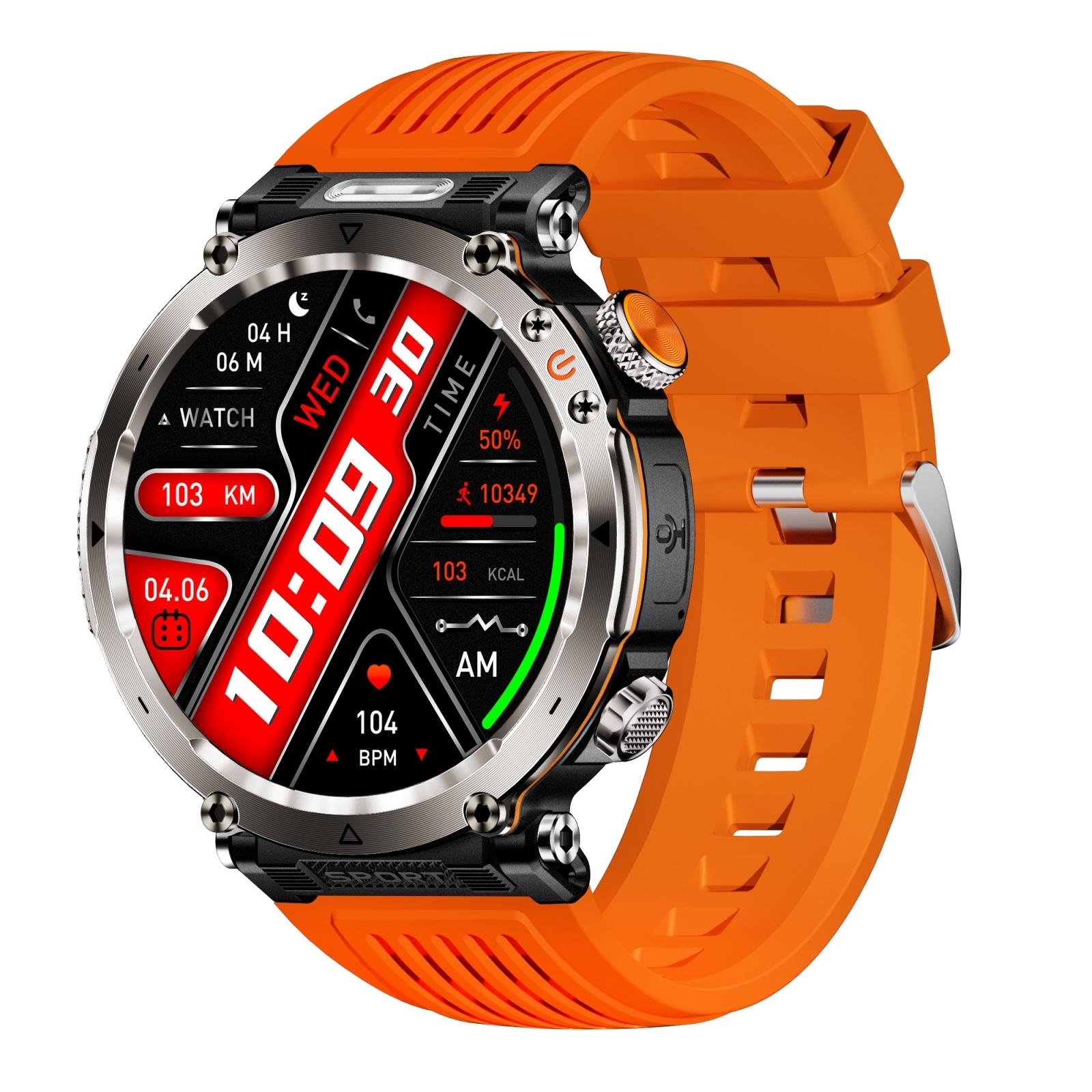 V562-A105073700ADE-202504252032-00 Waterproof Smart Watch With Flashlight And Compass - 1 Inch - Orange - Image 1