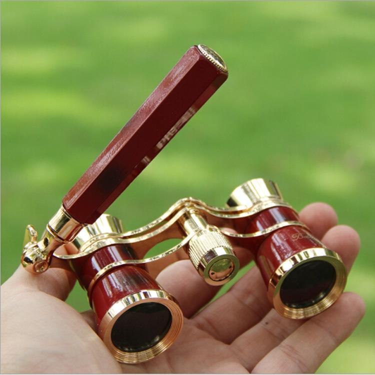 V562-A1057124730DBT-202503201741-00 Chrome Double Cylinder Telescope with Handle - 3 x 25 Lady - Wine Red - Image 1