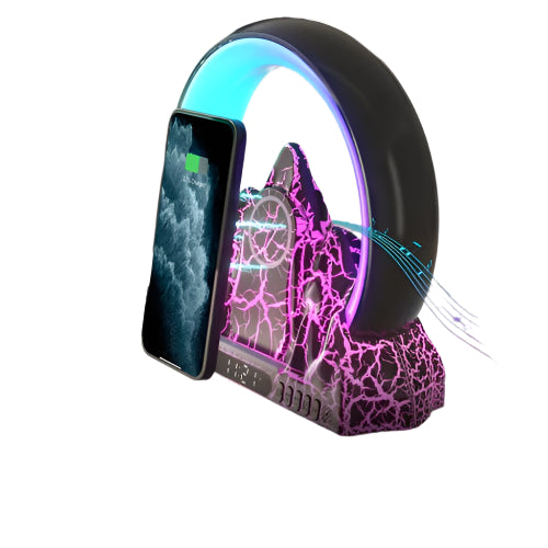 V562-A1060514060DBT-202504211920-00 Wireless Charger With Alarm Clock & Bluetooth Speaker - Black - Image 1