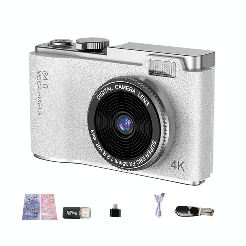 V562-A106586600ADE-221790-00 Retro Kids Camera With Dual-Lens 4K Hd Ccd - 2.4 Inch - White - Image 1