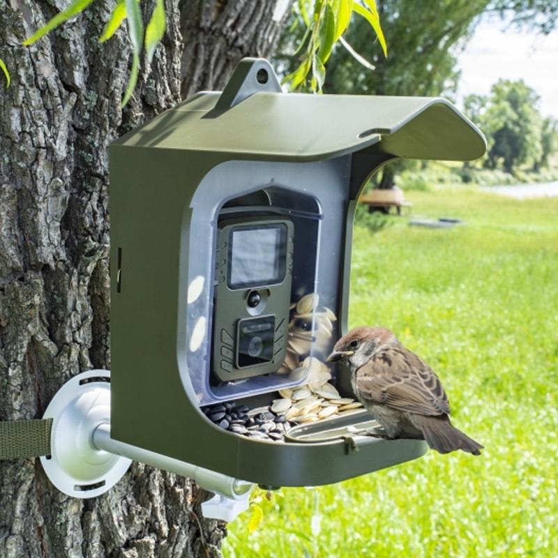 V562-A1069904060DBT-202505231532-00 Outdoor Bird Watching Camera with Motion Sensor - Army Green Feeder - Image 1