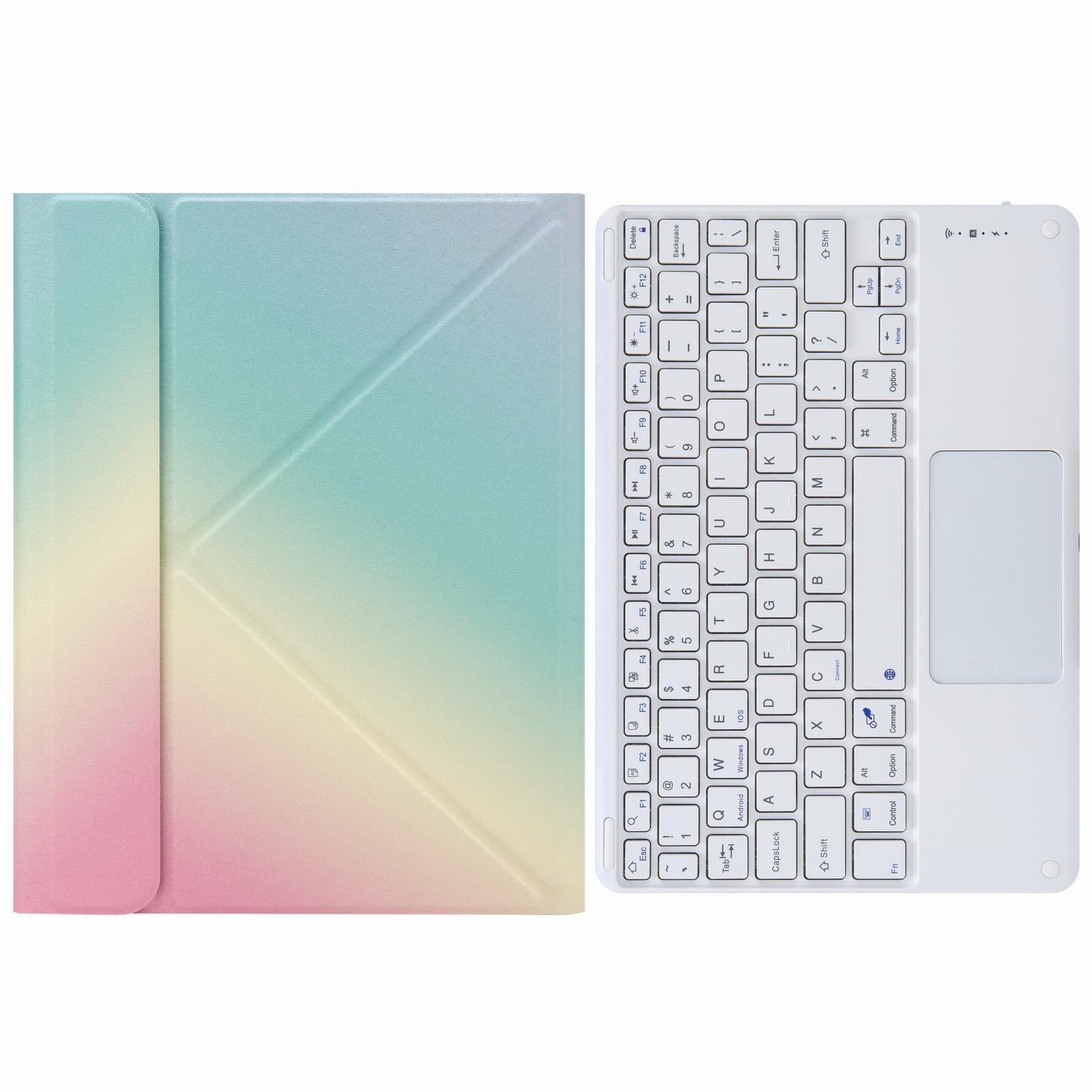 V562-A107064200ADE-202504292016-00 Bluetooth Keyboard Leather Case For Ipad 9.7 2018 / 2017 With Three-Fold Holder - Rainbow - Image 1