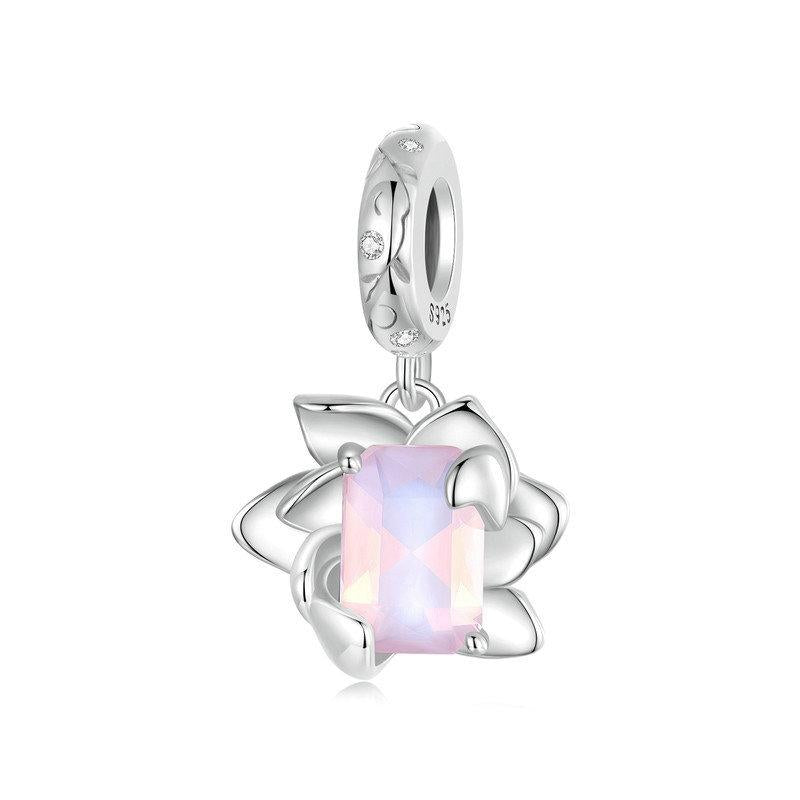 V562-A1072644060DBT-202504111921-00 925 Sterling Silver Platinum Plated 3D Lotus Pendant - Image 1