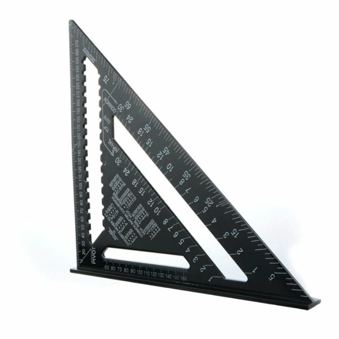 V562-A107625250DBT-227096-00 Woodworking Square Layout Gauge - Angle Ruler Measuring Tool - 7 Inch Black Metric - Image 1