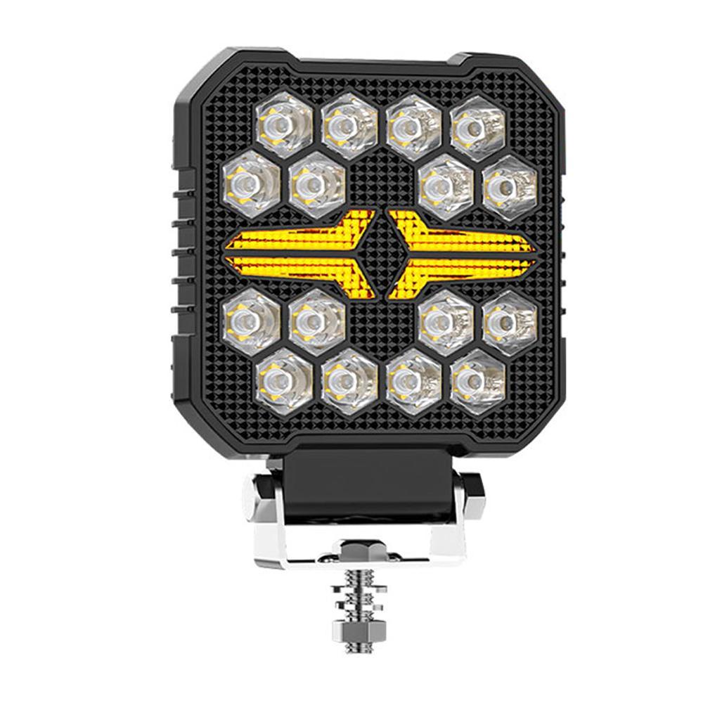 V562-A1080945060DBT-202503052010-00 4 Inch Square Mixed Luminous Fishbone Angel Eye Car Work Light - Image 1