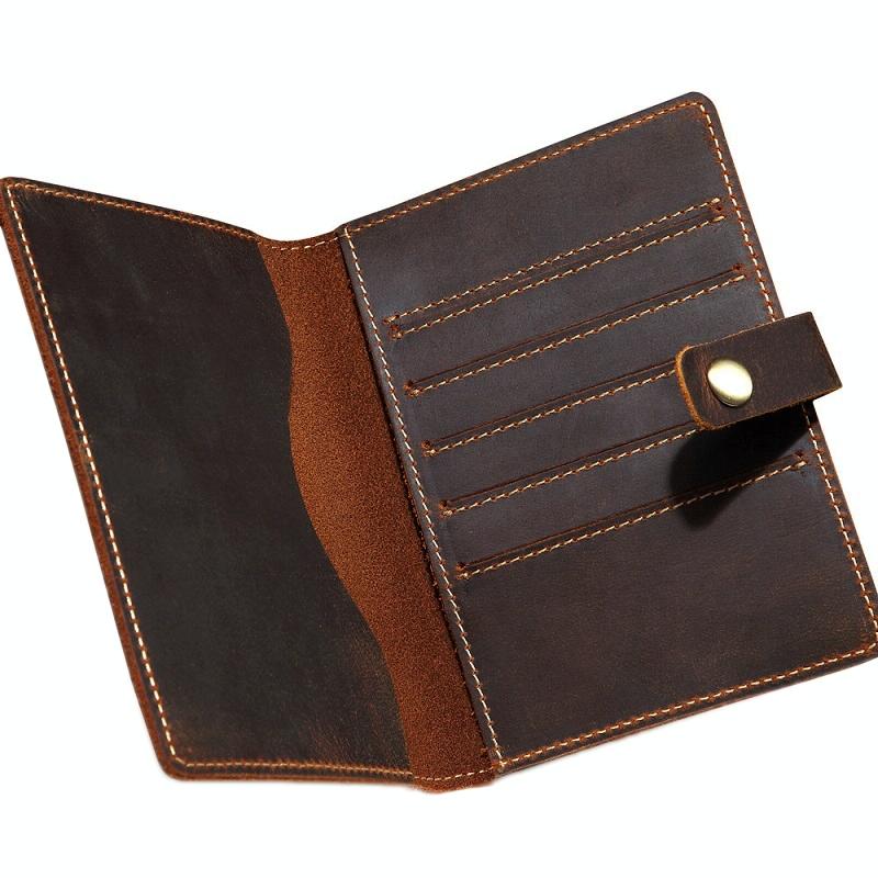 V562-A1082032060DBT-202503281946-00 Vintage Dark Coffee Leather Passport Holder - Image 1