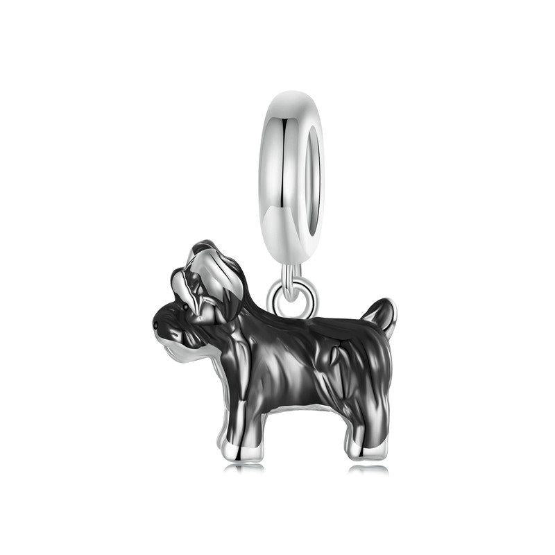 V562-A1085245060DBT-202504111552-00 925 Sterling Silver Schnauzer Bracelet With Gold Beads - Image 1