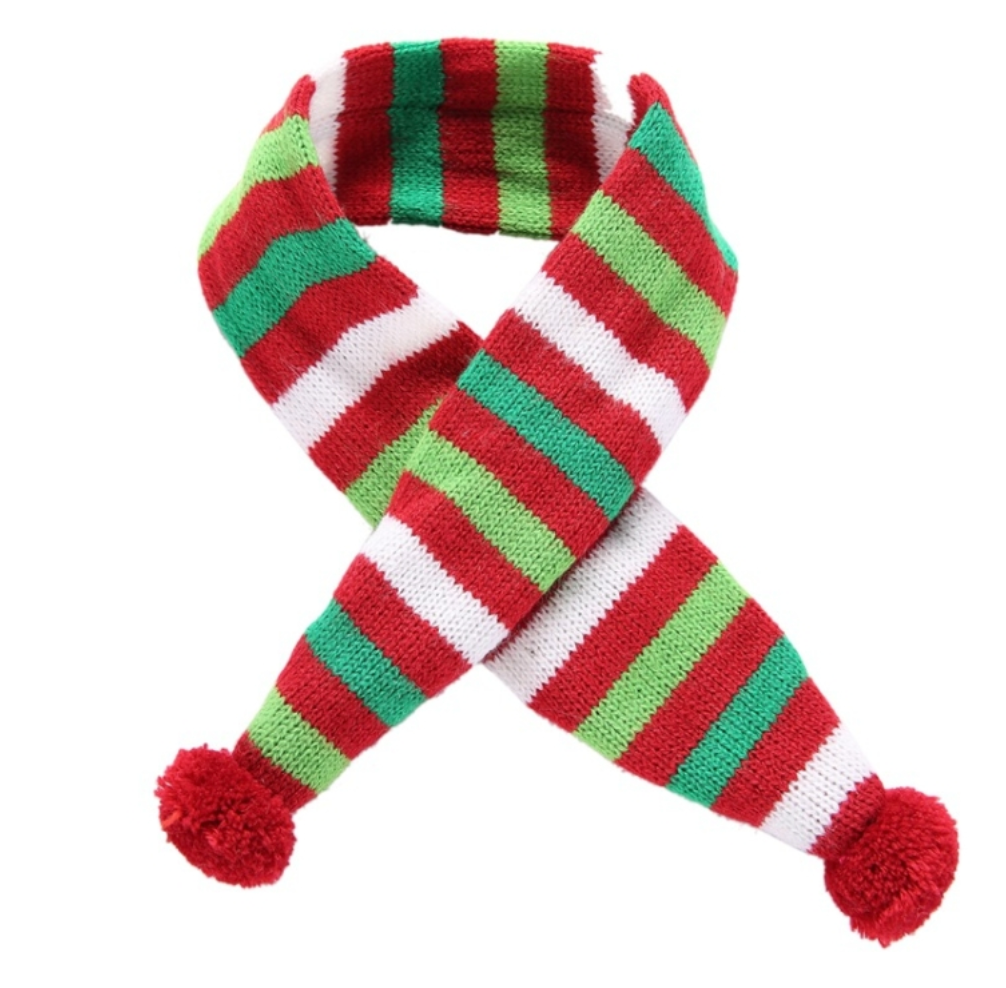 V562-A1088221450DBT-202503201715-00 Dog Scarf Christmas Pet Accessories Winter Warmth Pet Scarf - Size Xs Red And Green Stripes - Image 1