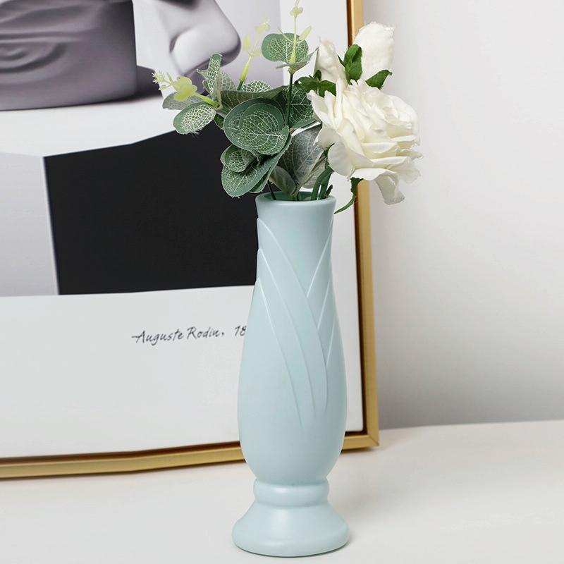 V562-A1090593060DBT-202503041626-00 Imitation Porcelain Petal Vase for Drop-proof Home Decor - Green - Image 1