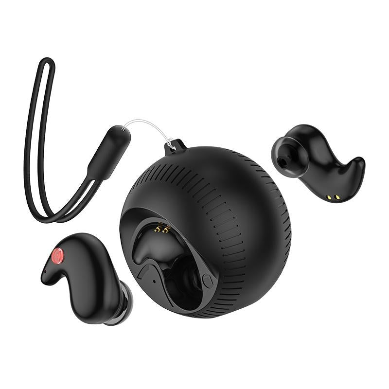 V562-A1090694060DBT-202505261716-00 Coconut Ball Bluetooth Earphones with Charging Case - Black - Image 1