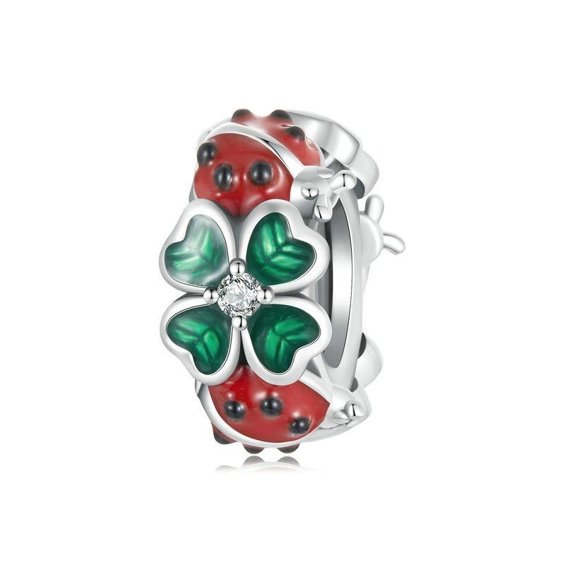 V562-A1093344060DBT-202504111611-00 925 Sterling Silver Zircon Ladybug Clover Diy Beads & Silicone - Image 1