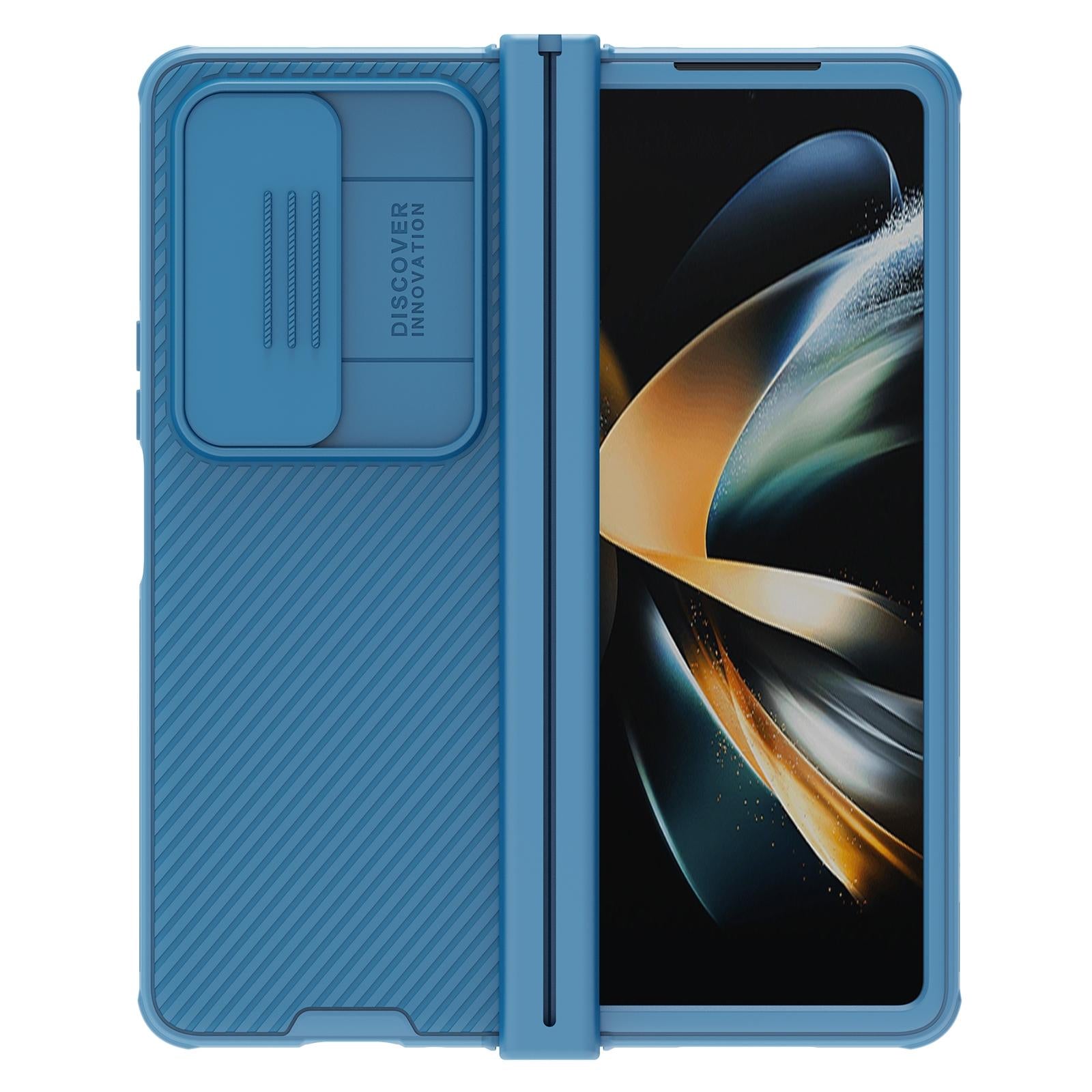 V562-A109685300ADE-202505291220-00 For Samsung Galaxy Z Fold4 5G Mirror Pro Camshield Case Set - Blue - Image 1