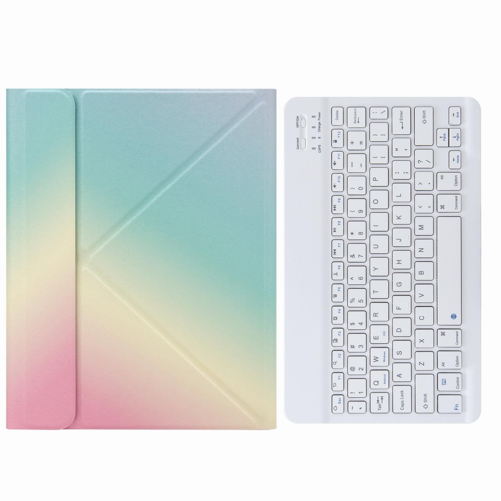 V562-A202164200ADE-202504291931-00 Leather Case With Bluetooth Keyboard For Ipad 9.7 2018 & 2017 - Three-Fold Holder - Rainbow - Image 1