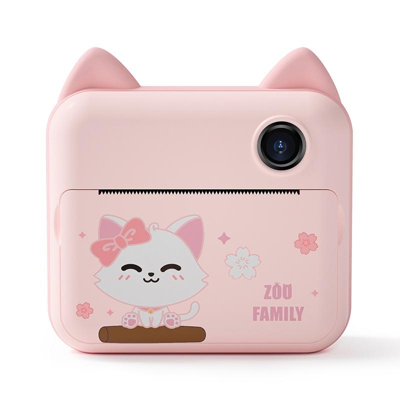 V562-A2030511550DBT-202502241730-00 Children's Instant Camera with Dual-lens and Mini Print - Green Dinosaur - Pink Cat 16Gb - Image 1