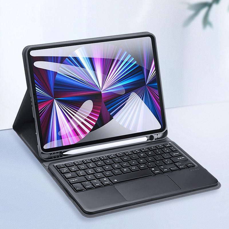 V562-A205309200ADE-202504292018-00 Leather Case With Bluetooth Keyboard & Touchpad For Ipad Air / Pro 11 - Black - Image 1