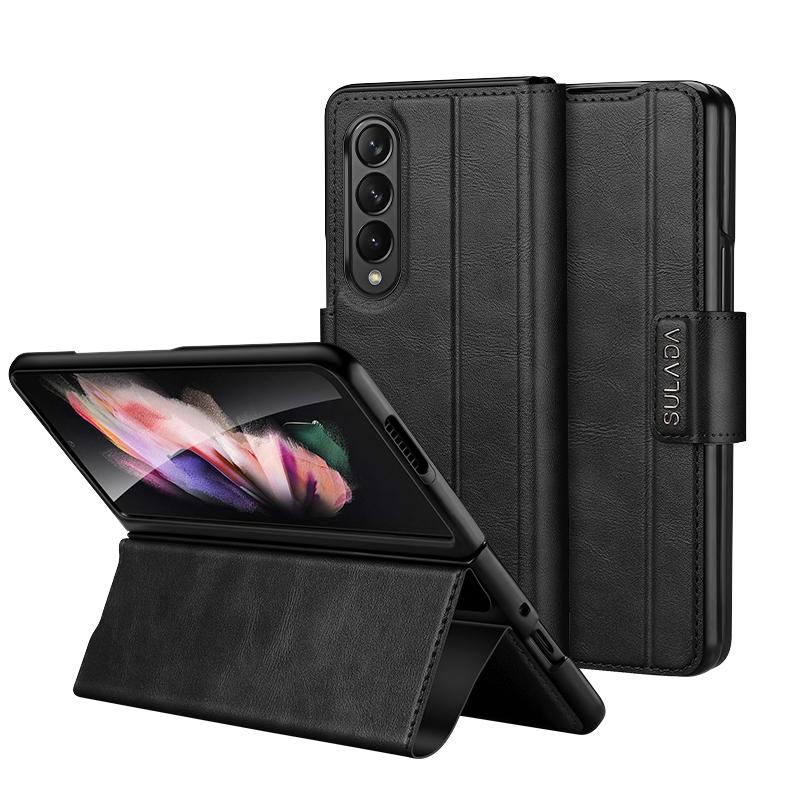V562-A207949400ADE-202505291328-00 For Samsung Galaxy z Fold4 5G Magnetic Snap Leather Flip Case - All-inclusive - Black - Image 1
