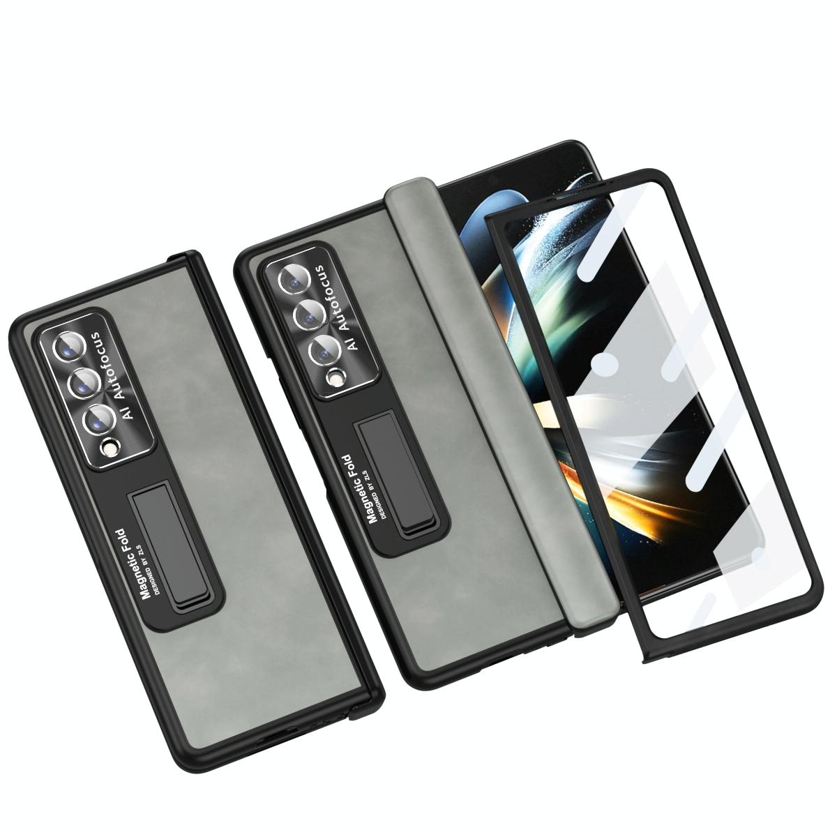 V562-A208550400ADE-202505291242-00 For Samsung Galaxy Z Fold4 5G Napa Texture All-In-One Phone Case - White - Image 1