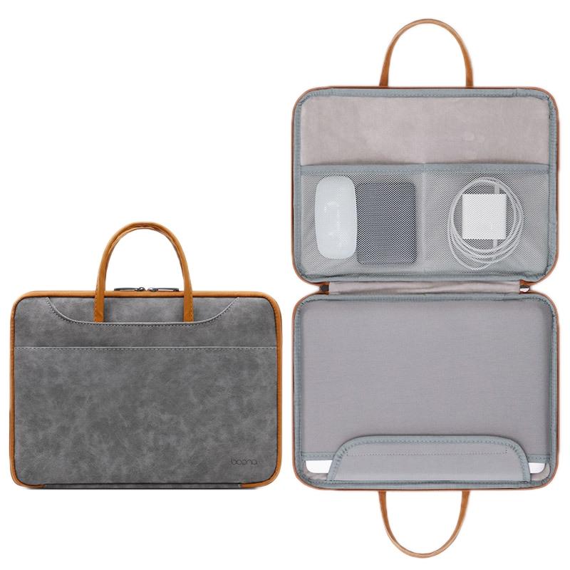 V562-A3099723060DBT-202503041310-00 Waterproof Leather Computer Bag - 15 / 15.6 / 16 Inches Fully Open & Portable - Gray Brown - Image 1