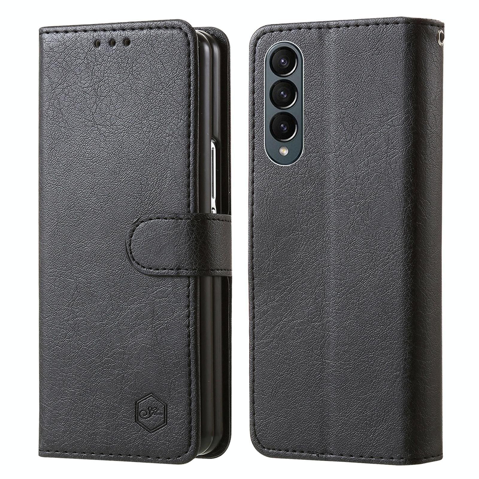 V562-A501396500ADE-202505221847-00 For Samsung Galaxy Z Fold4 5G Leather Texture Phone Case - Pu Tpu - Black - Image 1