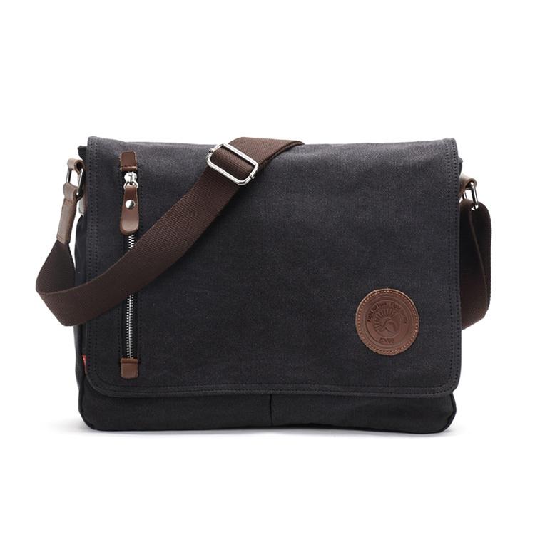 V562-B0022BCC-202504251747-00 Men Canvas Shoulder Bag Versatile Crossbody Messenger Black - Image 1