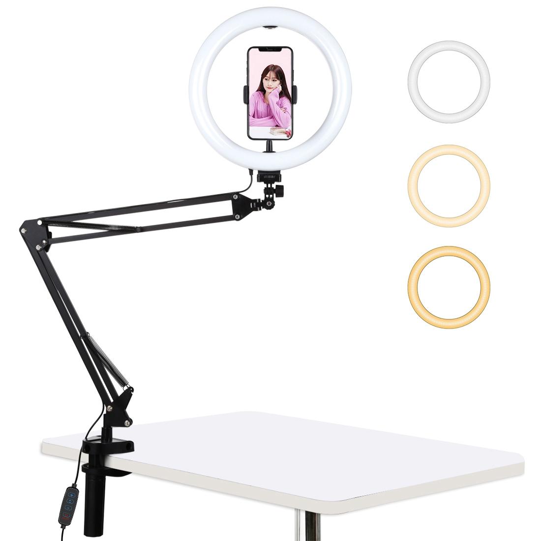 V562-B0903TKP-202502212100-00 10.2 Ring Light with Usb 3 Modes Dual Colour Phone Clamp - Image 1