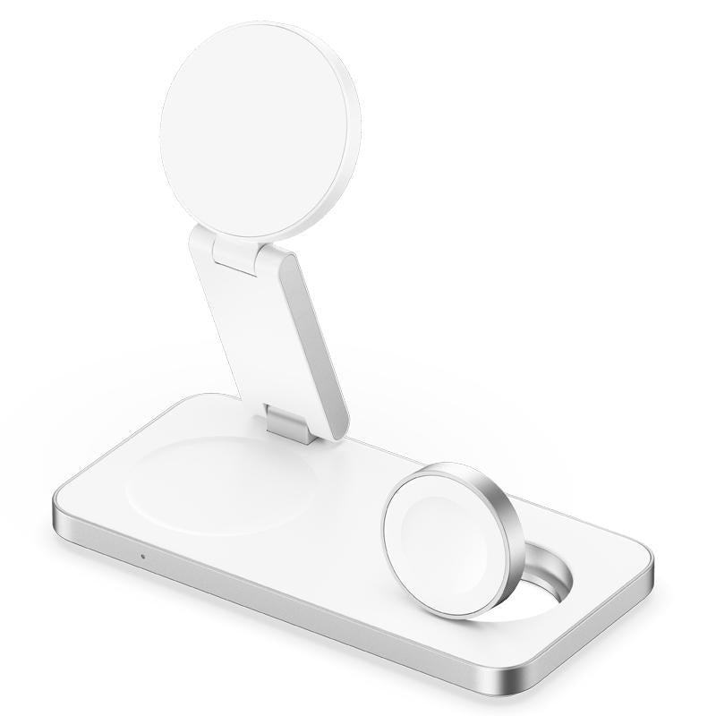 V562-B1011665060DBT-202504212116-00 3 In 1 Magnetic Wireless Charging Dock For Apple Devices - White - Image 1