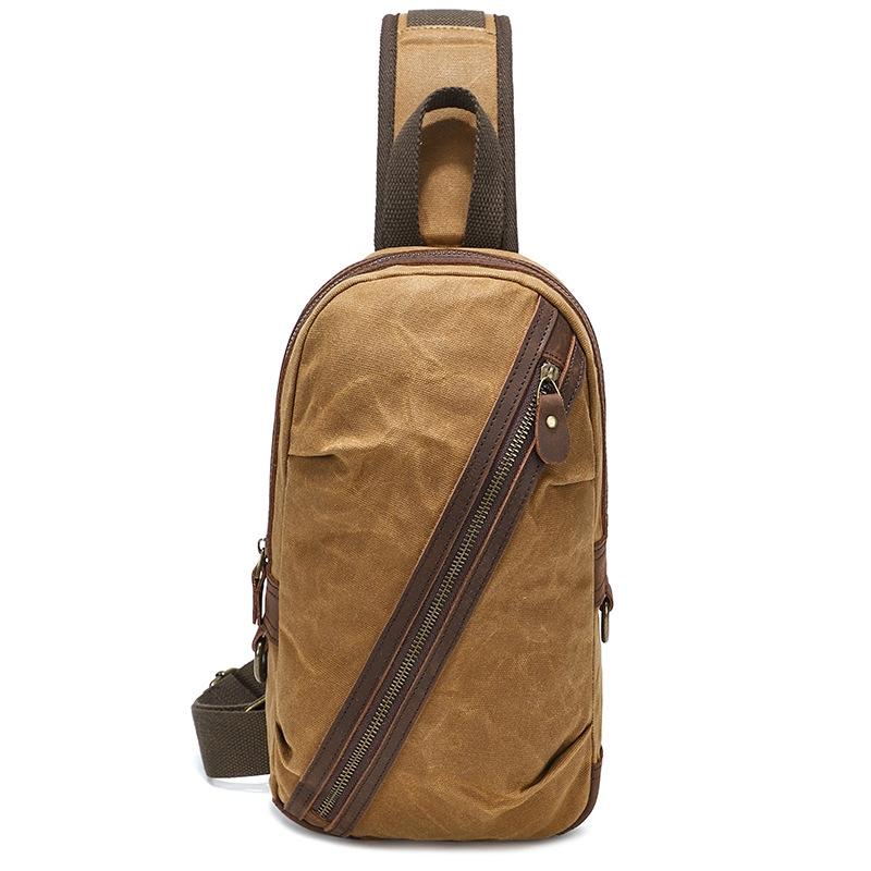 V562-B1018724060DBT-202503041245-00 Canvas & Leather Men Chest Bag Crossbody & Waist Bag Combo - Earth Yellow - Image 1