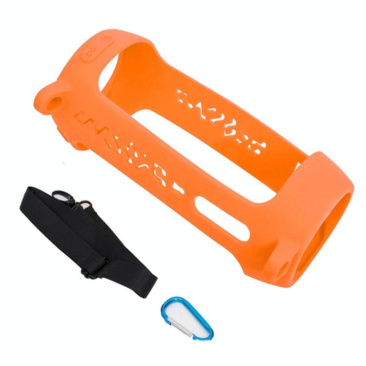 V562-B1028413850DBT-202505291506-00 Shockproof Silicone Protective Case for Jbl Pulse4 with Carabiner & Lanyard - Orange - Image 1